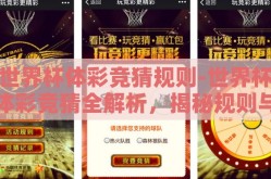 世界杯体彩竞猜规则-世界杯体彩竞猜全解析，揭秘规则与策略