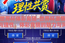 世界杯体彩竞猜-世界杯激情与理性，体彩竞猜的魅力与风险