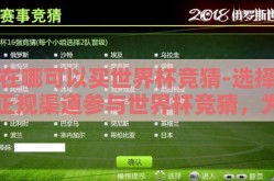 在哪可以买世界杯竞猜-选择正规渠道参与世界杯竞猜，为何安全性与合法性至关重要