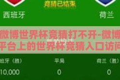 微博世界杯竞猜打不开-微博平台上的世界杯竞猜入口访问障碍，破解之法与用户思考