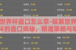 世界杯盘口怎么拿-破解世界杯的盘口奥秘，精准策略与明智选择