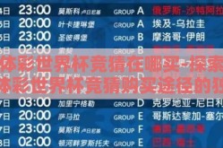 体彩世界杯竞猜在哪买-探索体彩世界杯竞猜购买途径的独特指南