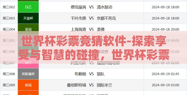 世界杯彩票竞猜软件-探索享受与智慧的碰撞,世界杯彩票竞猜软件的作用与应用 世界杯彩票竞猜软件-探索享受与智慧的碰撞,世界杯彩票竞猜软件的作用与应用