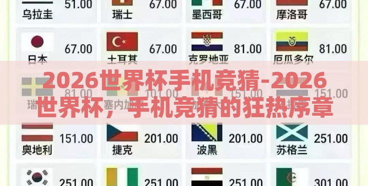 2026世界杯手机竞猜-2026世界杯,手机竞猜的狂热序章 2026世界杯手机竞猜-2026世界杯,手机竞猜的狂热序章