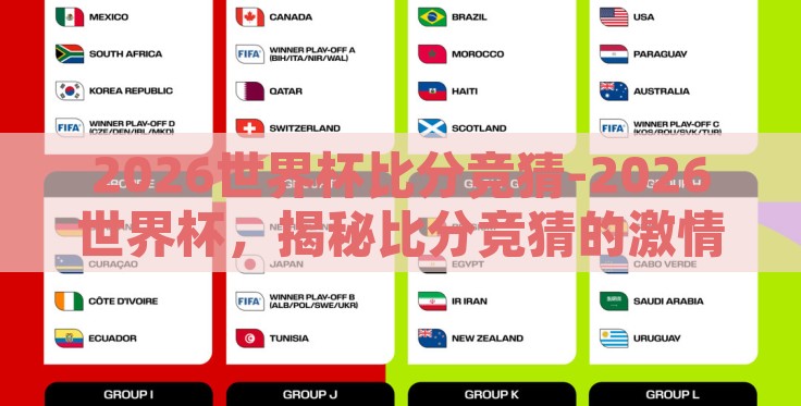 2026世界杯比分竞猜-2026世界杯，揭秘比分竞猜的激情与策略乐章