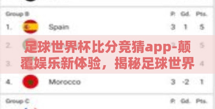 足球世界杯比分竞猜app-颠覆娱乐新体验，揭秘足球世界杯比分竞猜APP的魅力