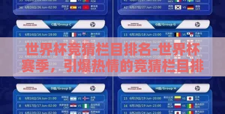 世界杯竞猜栏目排名-世界杯赛季，引爆热情的竞猜栏目排名绝妙指南
