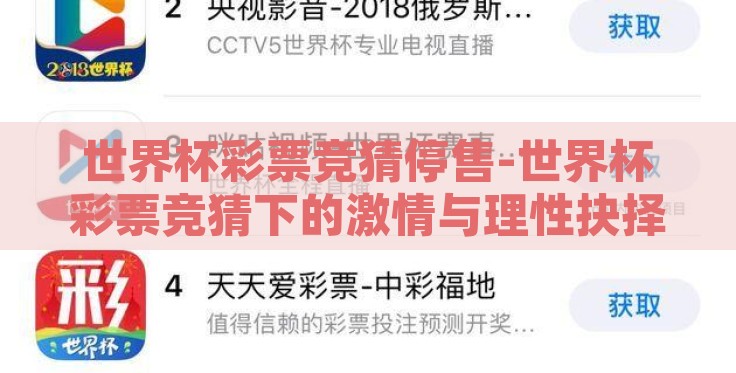 世界杯彩票竞猜停售-世界杯彩票竞猜下的激情与理性抉择 世界杯彩票竞猜停售-世界杯彩票竞猜下的激情与理性抉择
