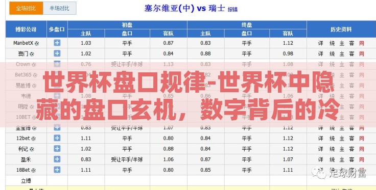 世界杯盘口规律-世界杯中隐藏的盘口玄机,数字背后的冷静博弈 世界杯盘口规律-世界杯中隐藏的盘口玄机,数字背后的冷静博弈