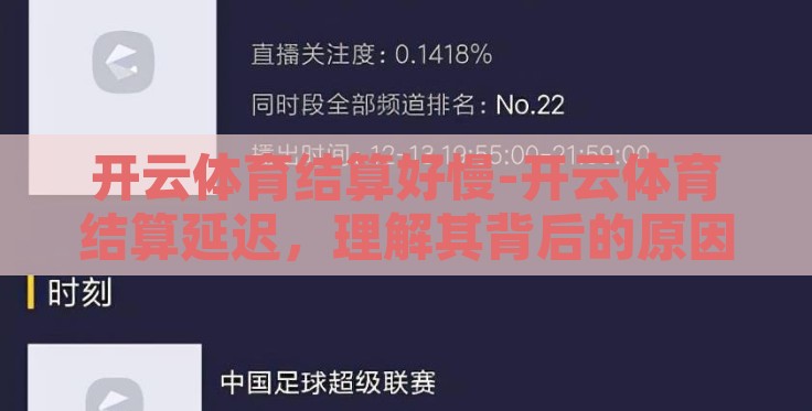 开云体育结算好慢-开云体育结算延迟，理解其背后的原因及影响