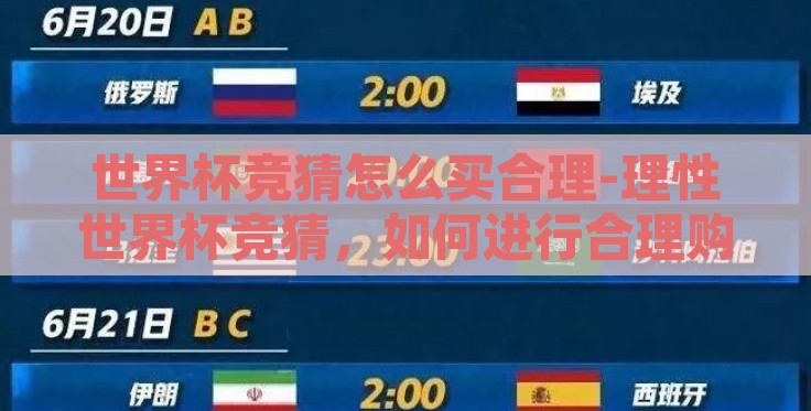 世界杯竞猜怎么买合理-理性世界杯竞猜,如何进行合理购彩策略 世界杯竞猜怎么买合理-理性世界杯竞猜,如何进行合理购彩策略
