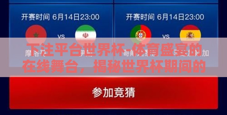 下注平台世界杯-体育盛宴的在线舞台,揭秘世界杯期间的热门下注平台 下注平台世界杯-体育盛宴的在线舞台,揭秘世界杯期间的热门下注平台