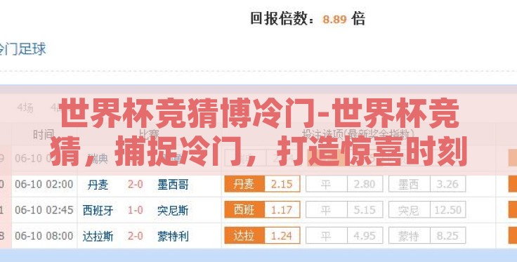 世界杯竞猜博冷门-世界杯竞猜，捕捉冷门，打造惊喜时刻