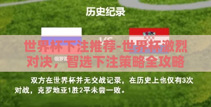 世界杯下注推荐-世界杯激烈对决，智选下注策略全攻略